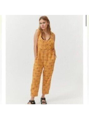Urban Outfitters Sun Print Yellow Jumpsuit Shabby Chic 90’s Cotton Novelty